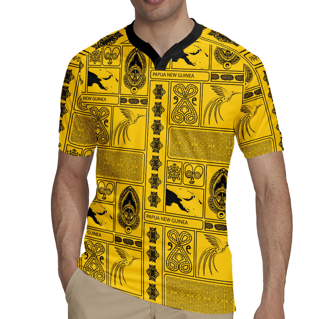 Papua New Guinea Heritage Motif Rugby Jersey Yellow Version LT05 - Polynesian Pride