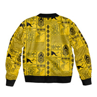 Papua New Guinea Heritage Motif Sleeve Zip Bomber Jacket Yellow Version LT05 - Polynesian Pride