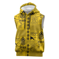 Papua New Guinea Heritage Motif Sleeveless Hoodie Yellow Version LT05 Yellow - Polynesian Pride
