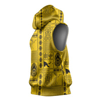 Papua New Guinea Heritage Motif Sleeveless Hoodie Yellow Version LT05 - Polynesian Pride