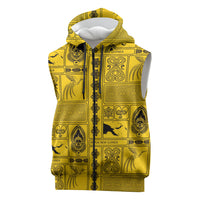 Papua New Guinea Heritage Motif Sleeveless Zip Hoodie Yellow Version LT05 Yellow - Polynesian Pride