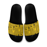 Papua New Guinea Heritage Motif Slide Sandals Yellow Version LT05 Yellow - Polynesian Pride