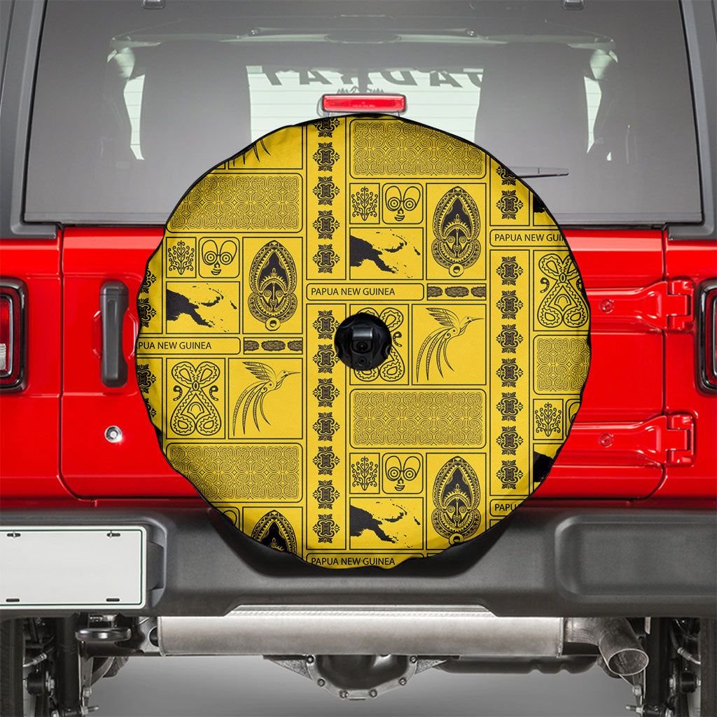 Papua New Guinea Heritage Motif Spare Tire Cover Yellow Version LT05 - Polynesian Pride