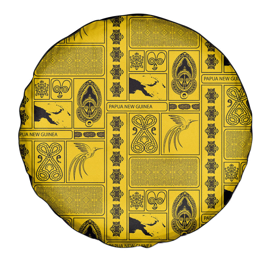 Papua New Guinea Heritage Motif Spare Tire Cover Yellow Version LT05 - Polynesian Pride