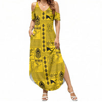 Papua New Guinea Heritage Motif Summer Maxi Dress Yellow Version LT05 Women Yellow - Polynesian Pride
