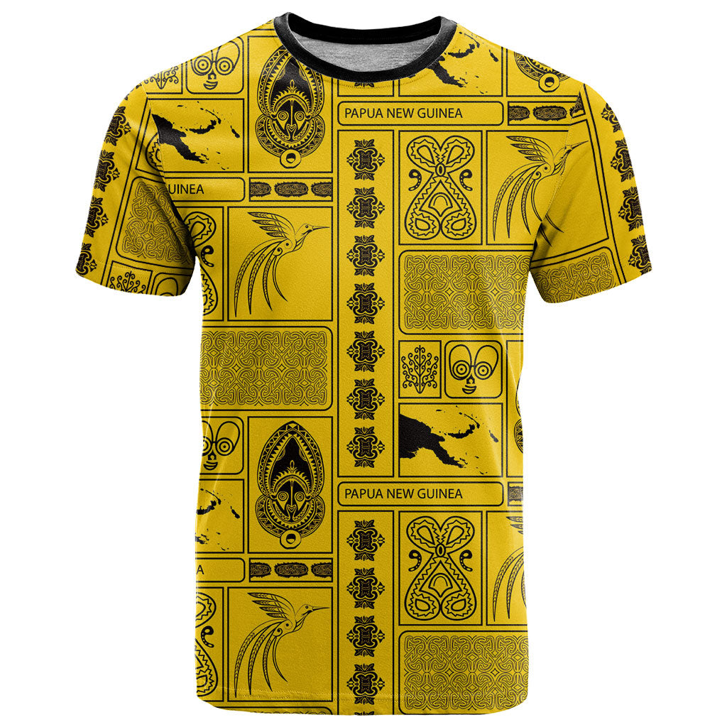 Papua New Guinea Heritage Motif T Shirt Yellow Version LT05 Yellow - Polynesian Pride