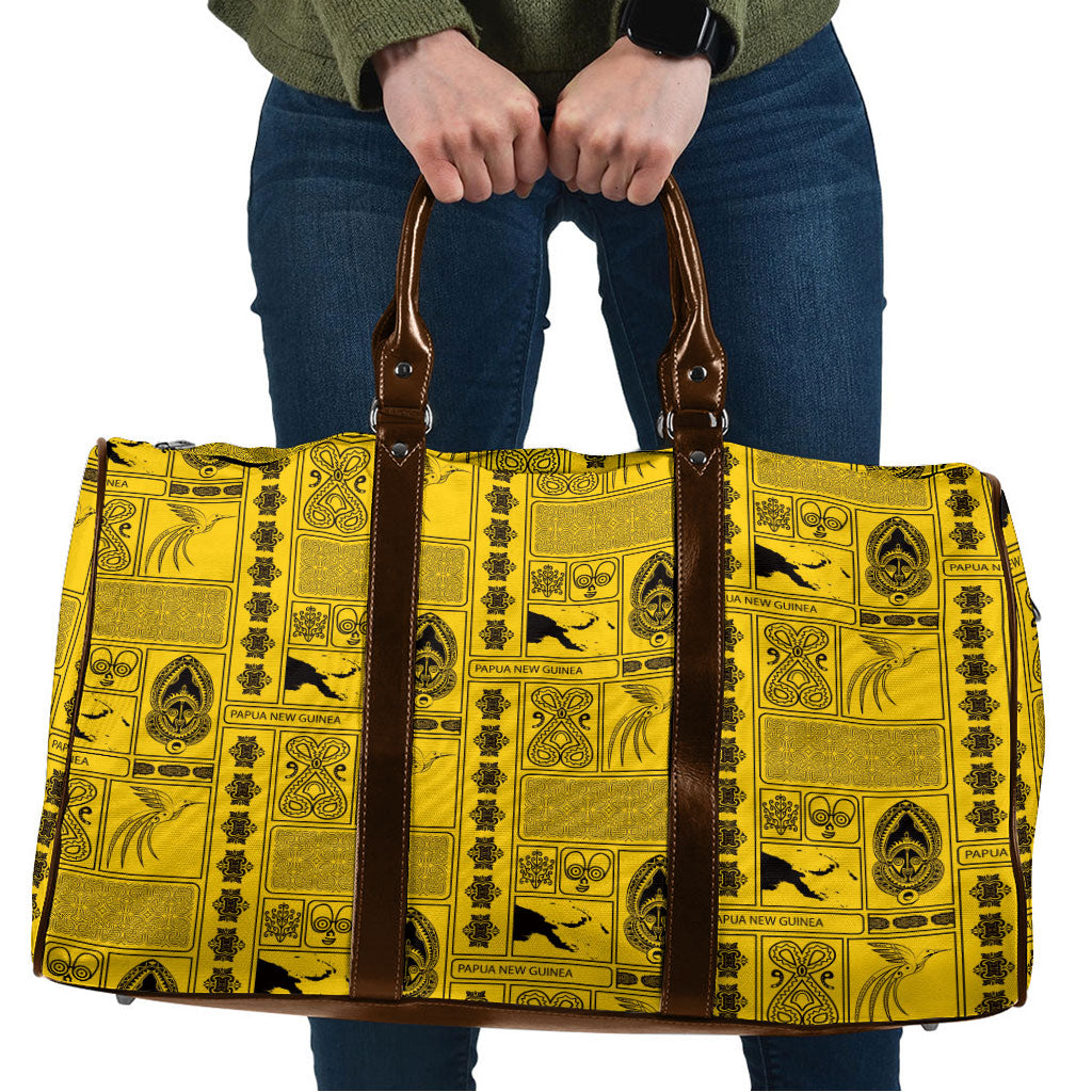 Papua New Guinea Heritage Motif Travel Bag Yellow Version LT05 Yellow - Polynesian Pride
