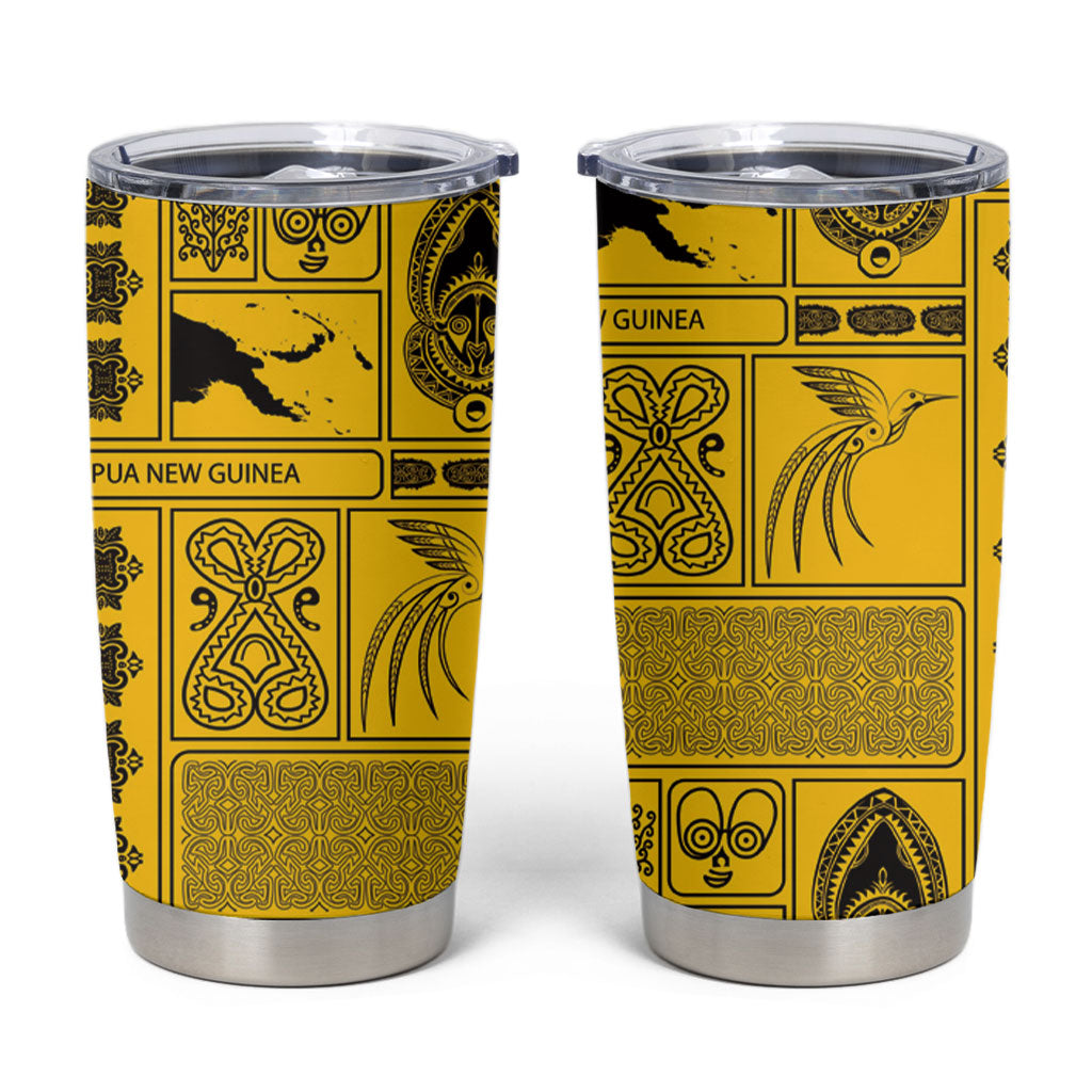 Papua New Guinea Heritage Motif Tumbler Cup Yellow Version LT05 Yellow - Polynesian Pride