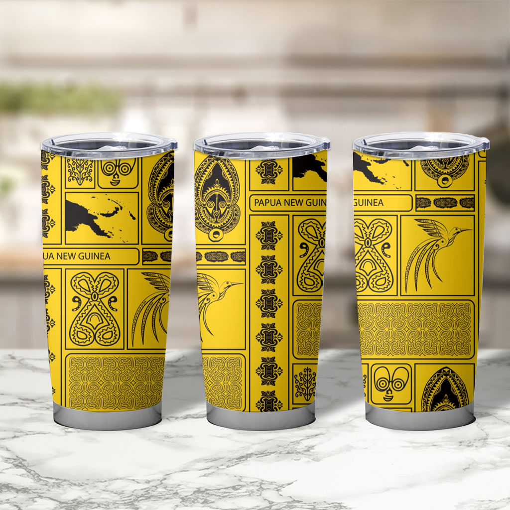Papua New Guinea Heritage Motif Tumbler Cup Yellow Version LT05 - Polynesian Pride