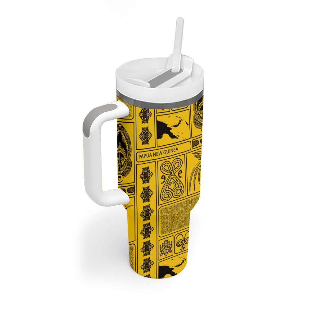 Papua New Guinea Heritage Motif Tumbler With Handle Yellow Version LT05 - Polynesian Pride