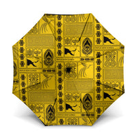 Papua New Guinea Heritage Motif Umbrella Yellow Version LT05 One Size Folded 11.42 inch Opened Diameter 37.4 inch Yellow - Polynesian Pride