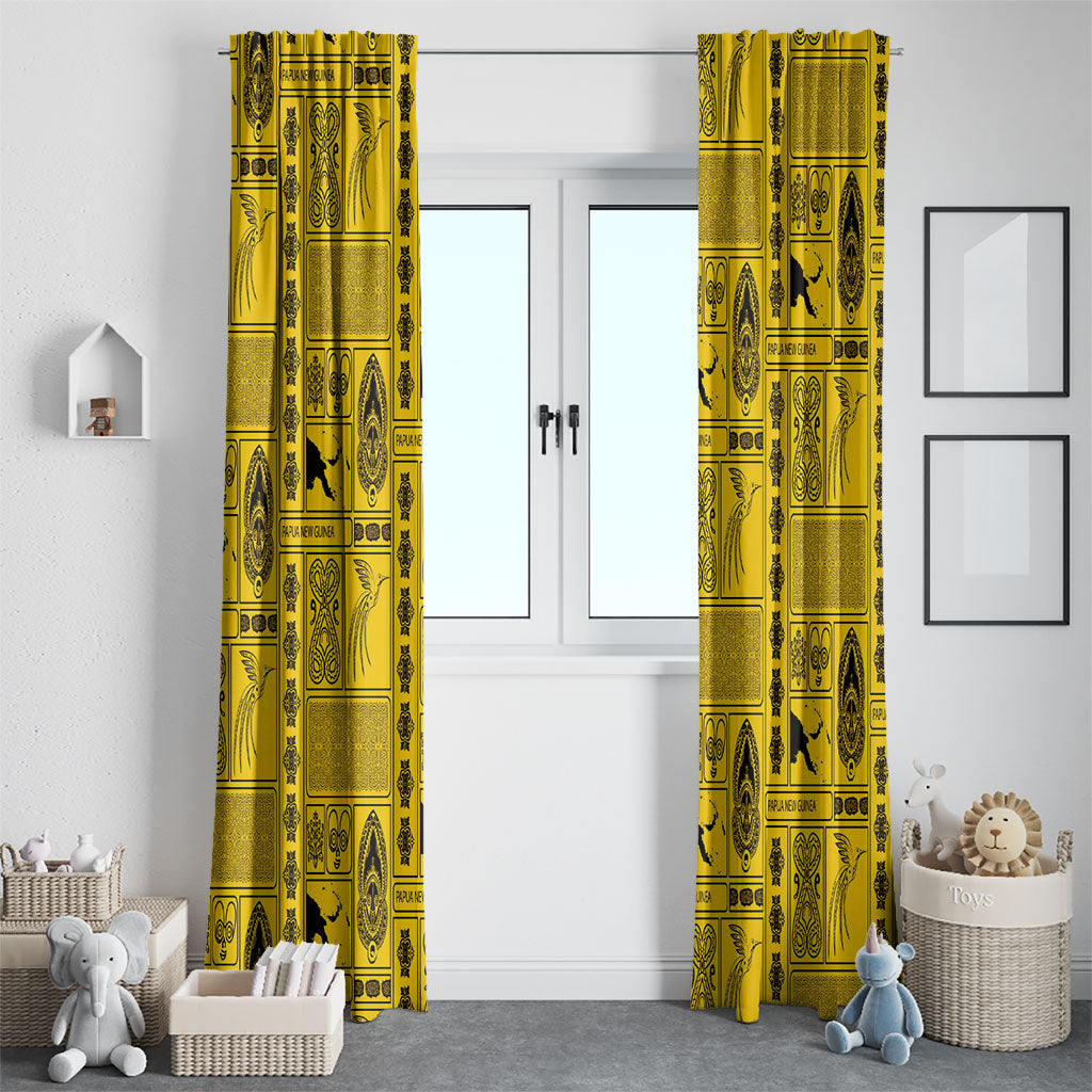 Papua New Guinea Heritage Motif Window Curtain Yellow Version LT05 - Polynesian Pride