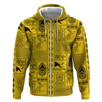 Papua New Guinea Heritage Motif Zip Hoodie Yellow Version LT05 Zip Hoodie Yellow - Polynesian Pride