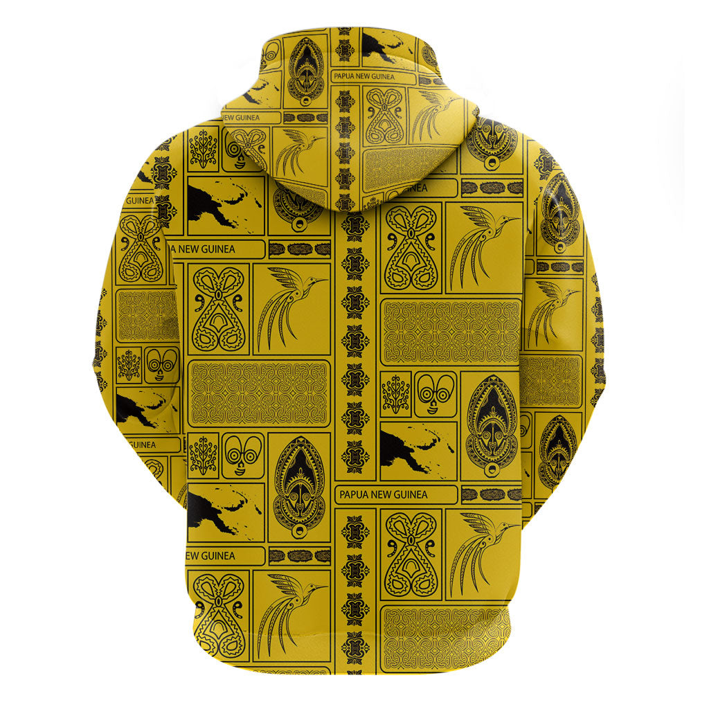 Papua New Guinea Heritage Motif Zip Hoodie Yellow Version LT05 - Polynesian Pride