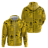 Papua New Guinea Heritage Motif Zip Hoodie Yellow Version LT05 - Polynesian Pride