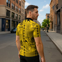 Papua New Guinea Heritage Motif Zipper Polo Shirt Yellow Version LT05 - Polynesian Pride