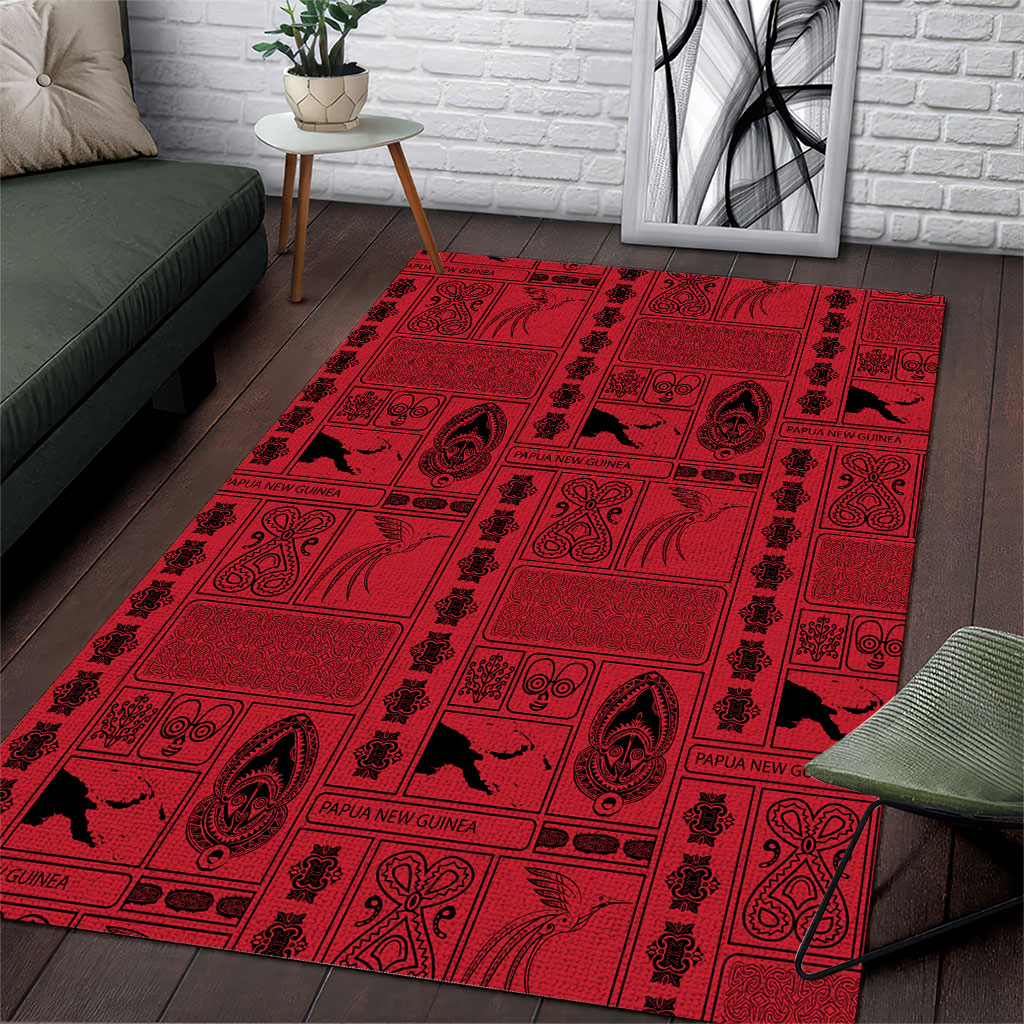 Papua New Guinea Heritage Motif Area Rug Red Version LT05 Red - Polynesian Pride