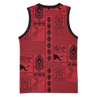 Papua New Guinea Heritage Motif Basketball Jersey Red Version LT05 - Polynesian Pride