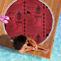 Papua New Guinea Heritage Motif Beach Blanket Red Version LT05 - Polynesian Pride