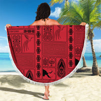 Papua New Guinea Heritage Motif Beach Blanket Red Version LT05 - Polynesian Pride