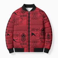 Papua New Guinea Heritage Motif Bomber Puffer Jacket Red Version LT05 Unisex Red - Polynesian Pride