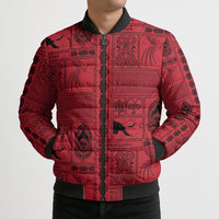 Papua New Guinea Heritage Motif Bomber Puffer Jacket Red Version LT05 - Polynesian Pride