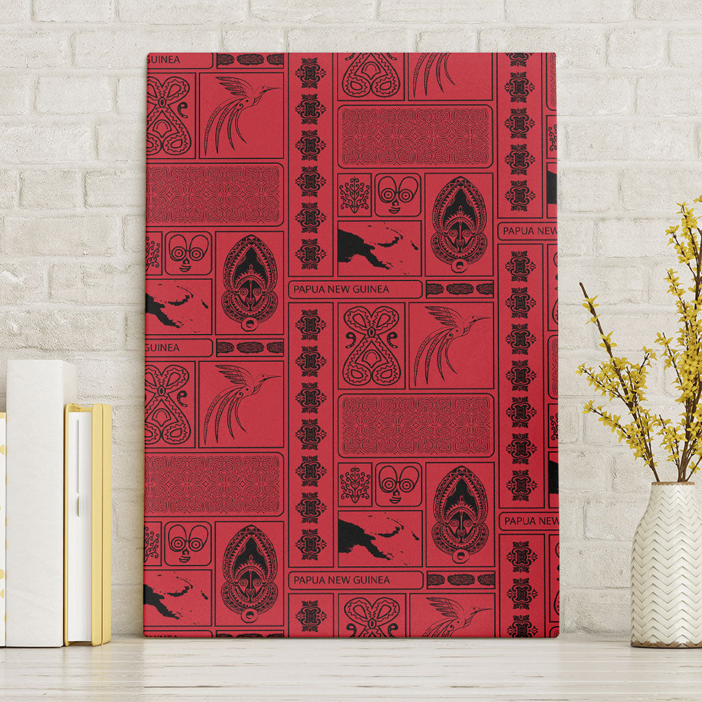 Papua New Guinea Heritage Motif Canvas Wall Art Red Version LT05 Without Frame Red - Polynesian Pride