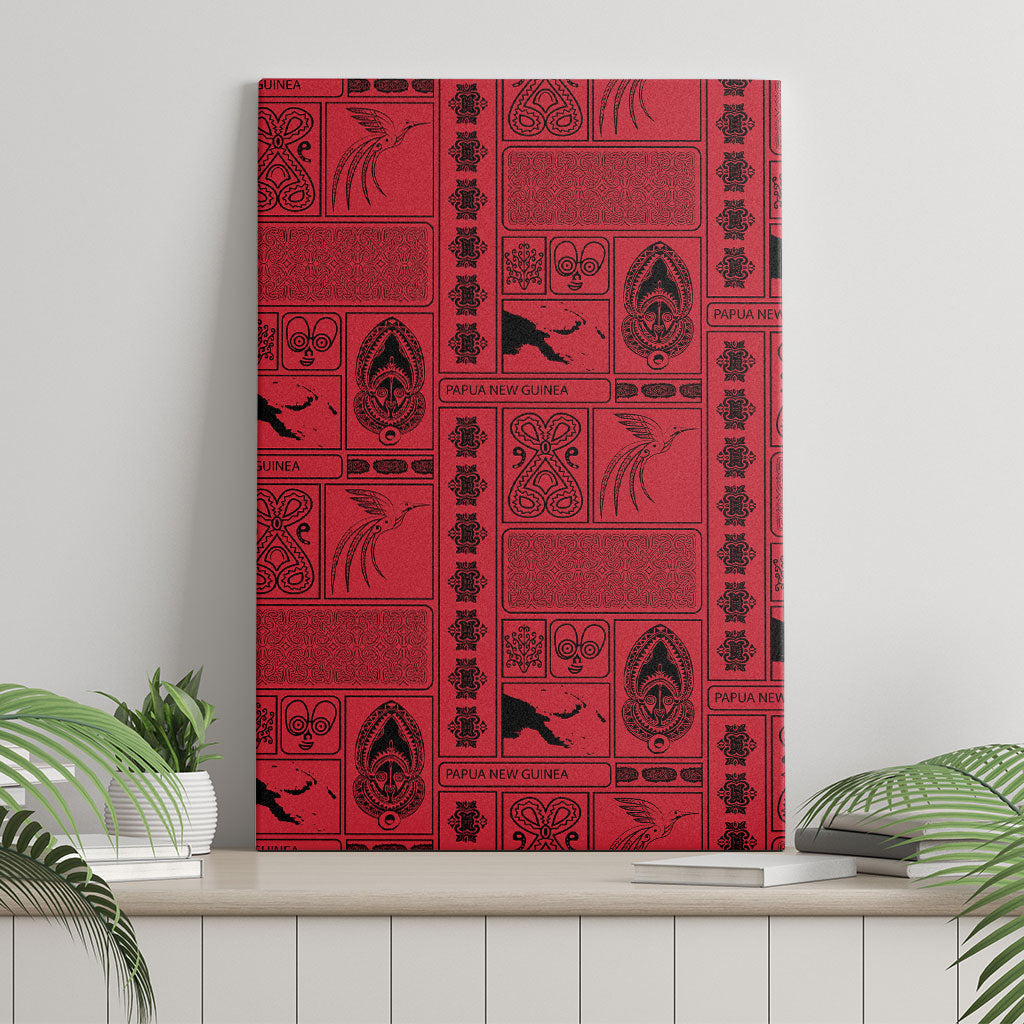 Papua New Guinea Heritage Motif Canvas Wall Art Red Version LT05 - Polynesian Pride