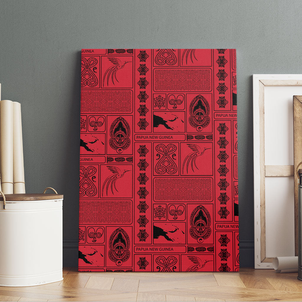 Papua New Guinea Heritage Motif Canvas Wall Art Red Version LT05 - Polynesian Pride
