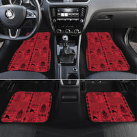 Papua New Guinea Heritage Motif Car Mats Red Version LT05 Set 4pcs Red - Polynesian Pride