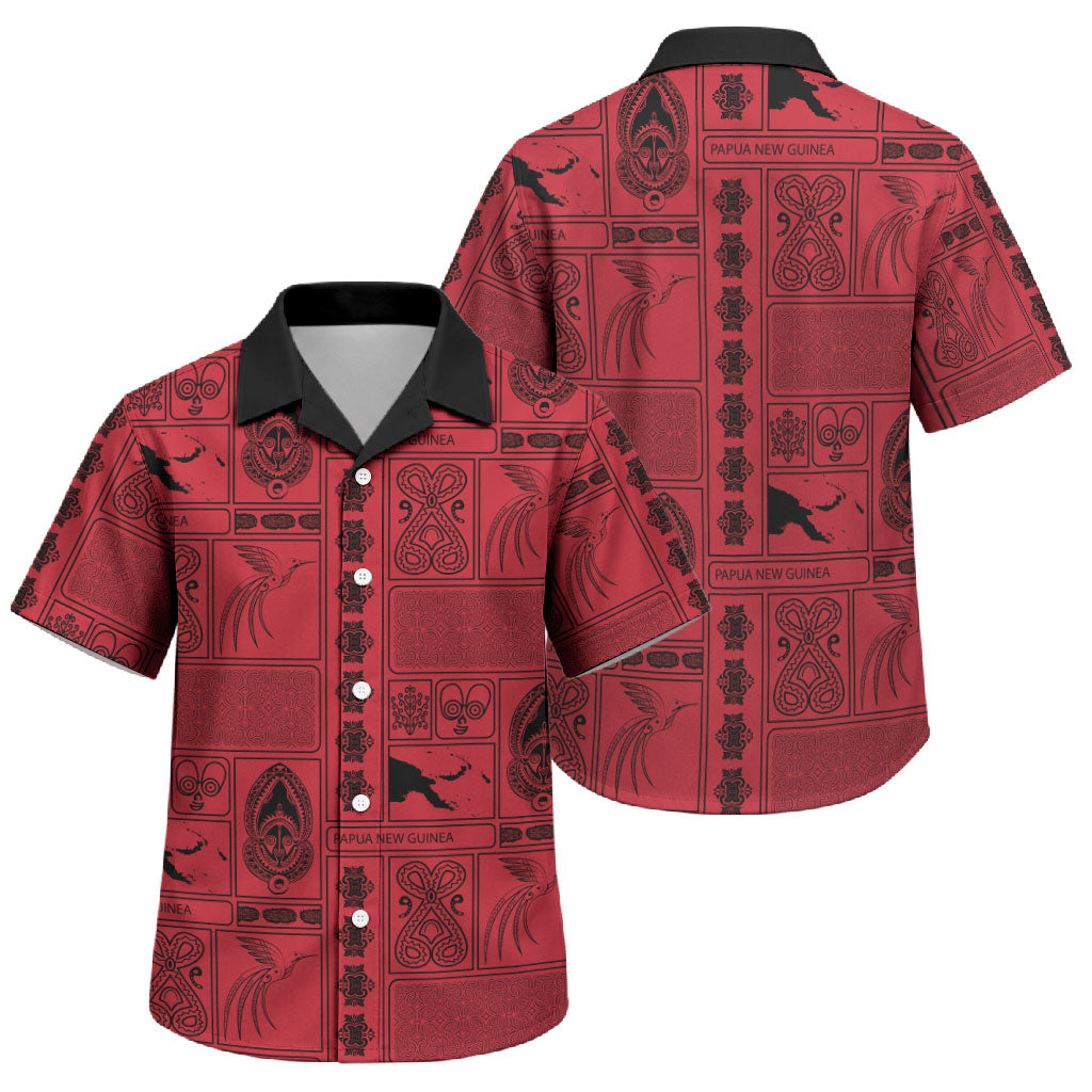 Papua New Guinea Heritage Motif Family Matching Mermaid Dress and Hawaiian Shirt Red Version LT05 Son's Shirt Red - Polynesian Pride