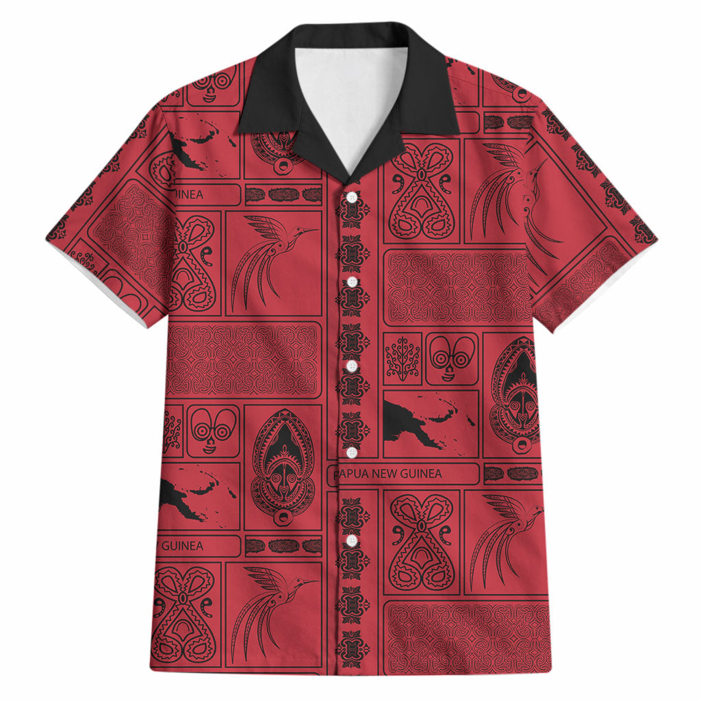 Papua New Guinea Heritage Motif Hawaiian Shirt Red Version LT05 Red - Polynesian Pride