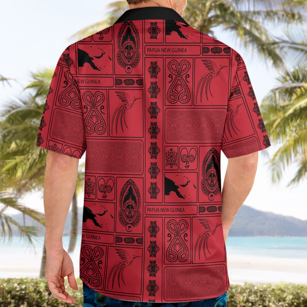 Papua New Guinea Heritage Motif Hawaiian Shirt Red Version LT05 - Polynesian Pride