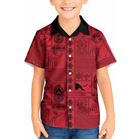 Papua New Guinea Heritage Motif Kid Hawaiian Shirt Red Version LT05 Kid Red - Polynesian Pride