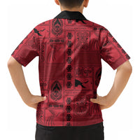 Papua New Guinea Heritage Motif Kid Hawaiian Shirt Red Version LT05 - Polynesian Pride