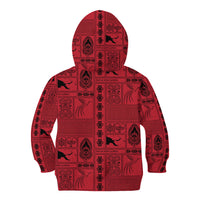 Papua New Guinea Heritage Motif Kid Hoodie Red Version LT05 - Polynesian Pride