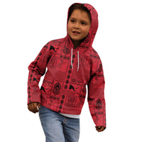 Papua New Guinea Heritage Motif Kid Hoodie Red Version LT05 - Polynesian Pride