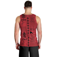 Papua New Guinea Heritage Motif Men Tank Top Red Version LT05 - Polynesian Pride