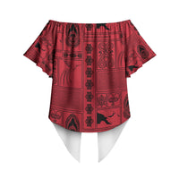 Papua New Guinea Heritage Motif Off Shoulder Wrap Waist Top Red Version LT05 - Polynesian Pride