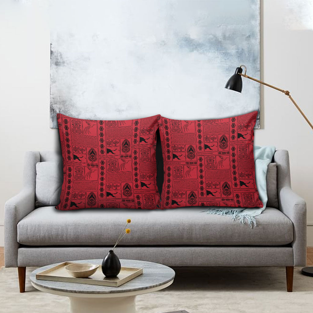 Papua New Guinea Heritage Motif Pillow Cover Red Version LT05 - Polynesian Pride
