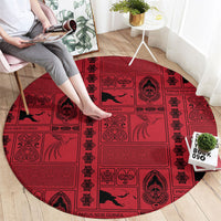 Papua New Guinea Heritage Motif Round Carpet Red Version LT05 - Polynesian Pride