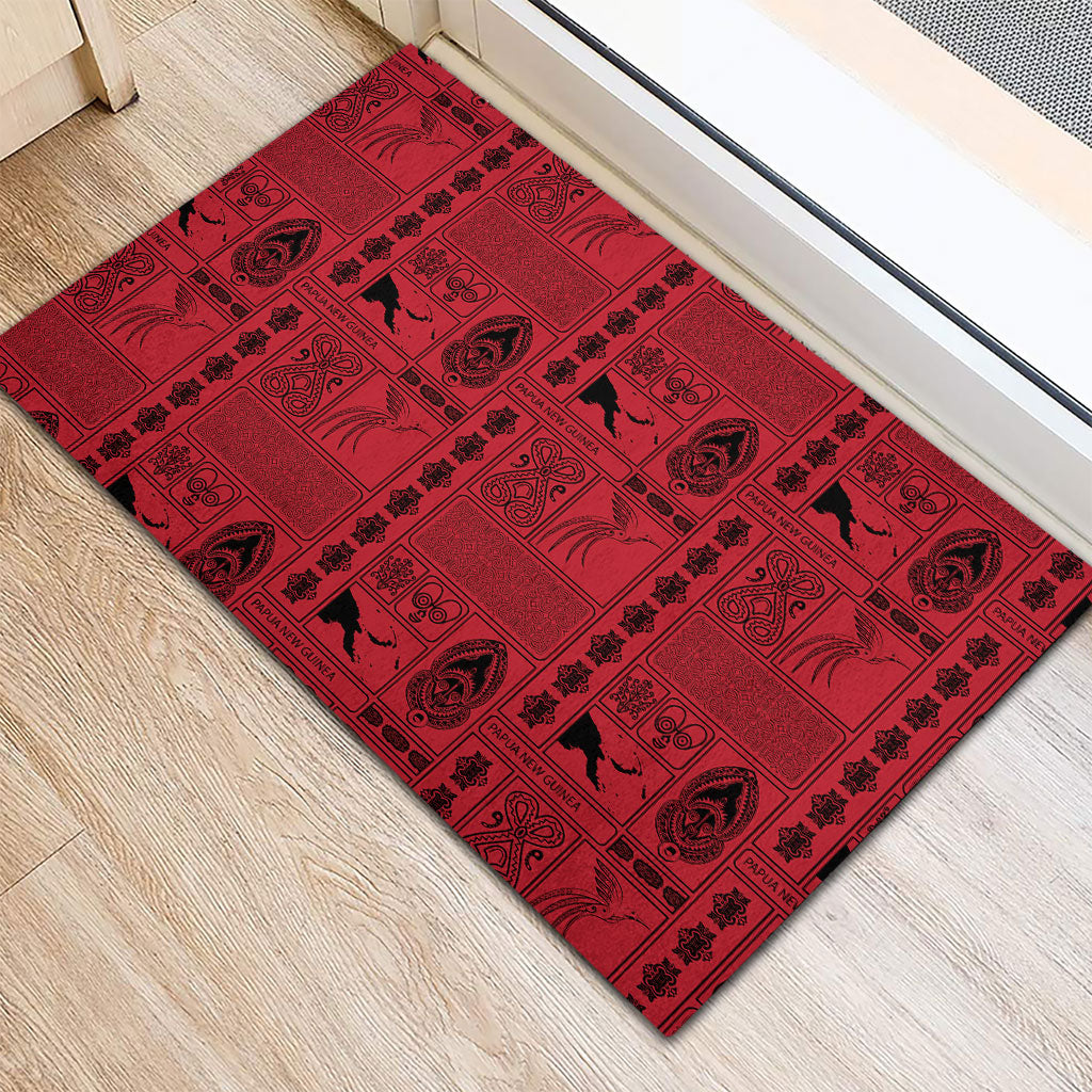 Papua New Guinea Heritage Motif Rubber Doormat Red Version LT05 - Polynesian Pride