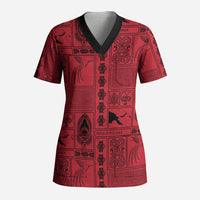 Papua New Guinea Heritage Motif Scrub Top Red Version LT05 Adult Red - Polynesian Pride