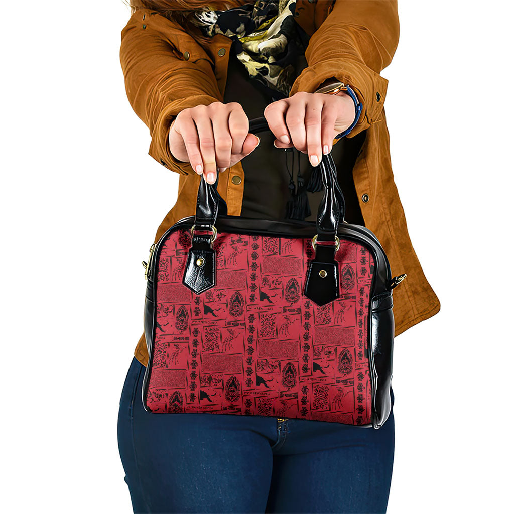 Papua New Guinea Heritage Motif Shoulder Handbag Red Version LT05 One Size Red - Polynesian Pride