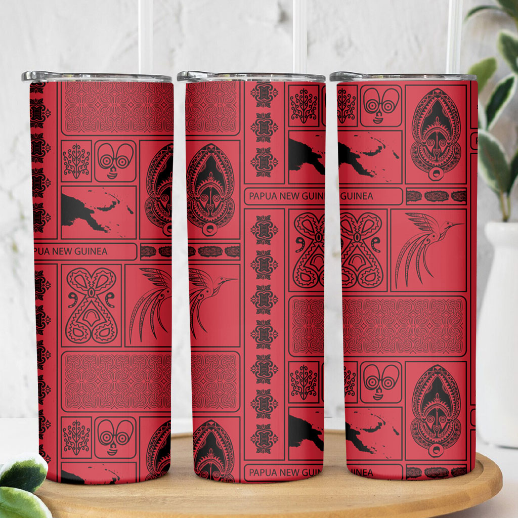 Papua New Guinea Heritage Motif Skinny Tumbler Red Version LT05 - Polynesian Pride