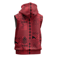 Papua New Guinea Heritage Motif Sleeveless Hoodie Red Version LT05 - Polynesian Pride