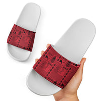 Papua New Guinea Heritage Motif Slide Sandals Red Version LT05 - Polynesian Pride