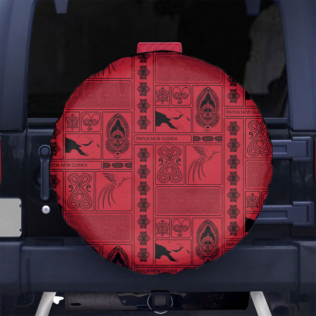 Papua New Guinea Heritage Motif Spare Tire Cover Red Version LT05 No hole Red - Polynesian Pride