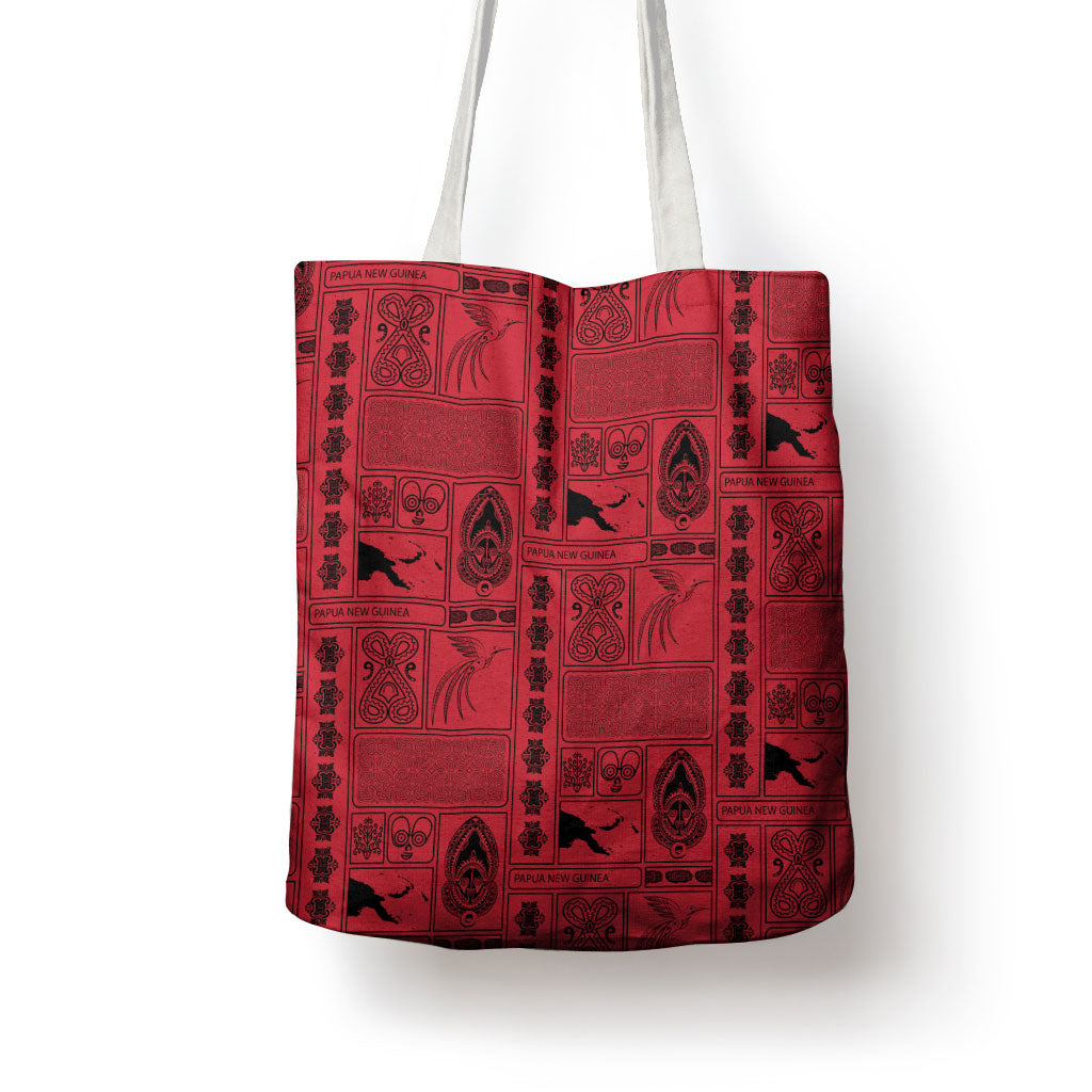 Papua New Guinea Heritage Motif Tote Bag Red Version LT05 - Polynesian Pride