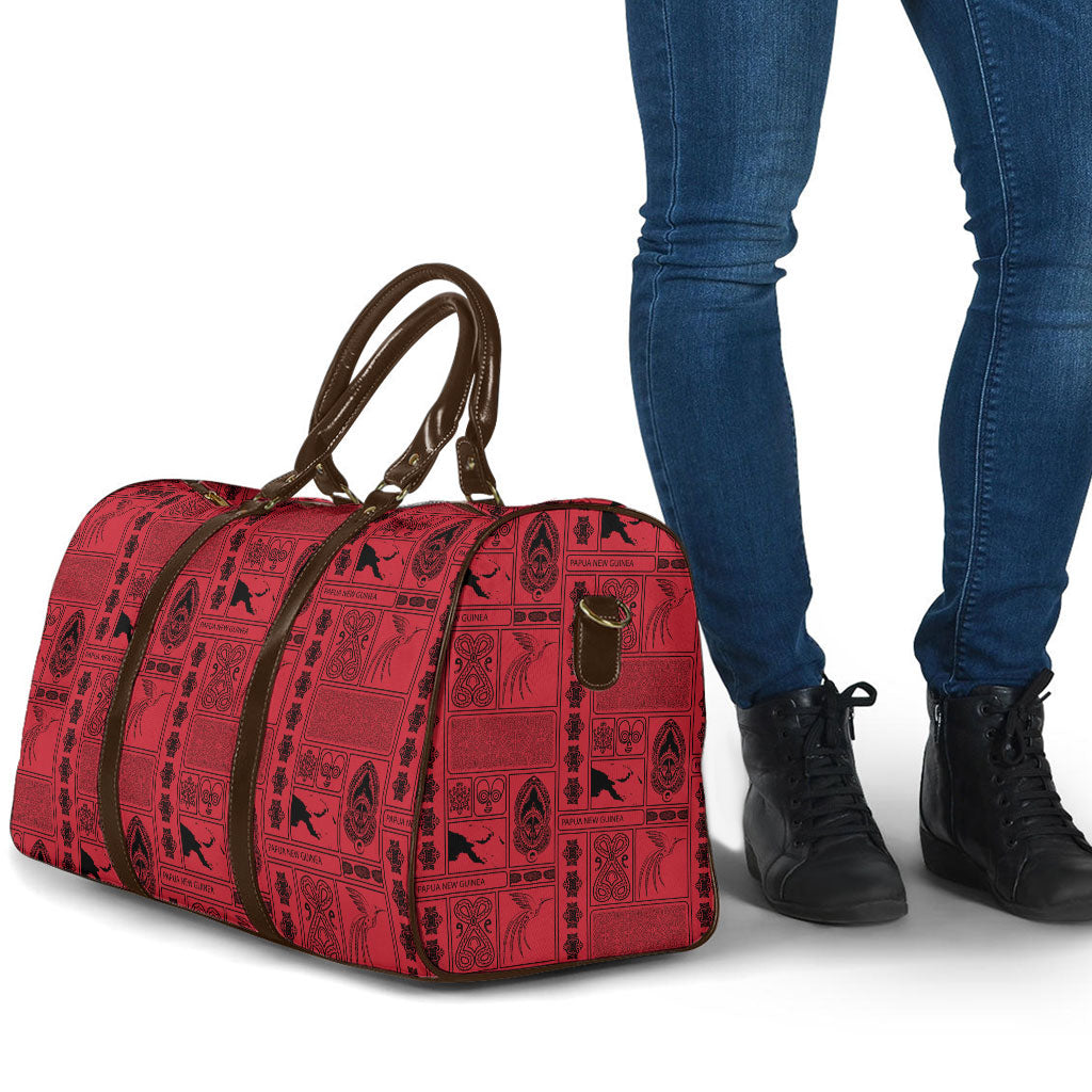 Papua New Guinea Heritage Motif Travel Bag Red Version LT05 - Polynesian Pride